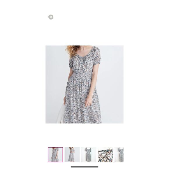 Madewell smock-waist peasant dress in blossoming vines sz large. Missing lining - Picture 4 of 14